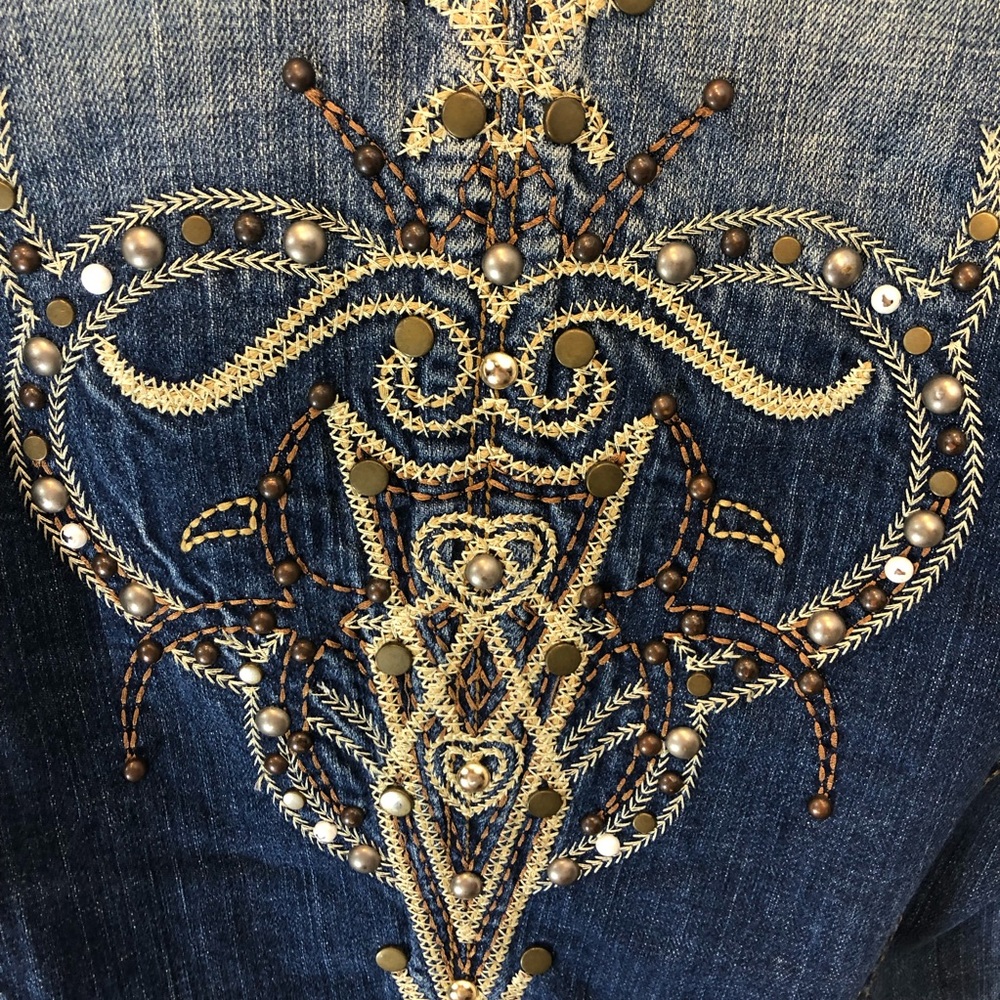 Embroidered Denim Women's Jacket JC Medium 90's Y2K